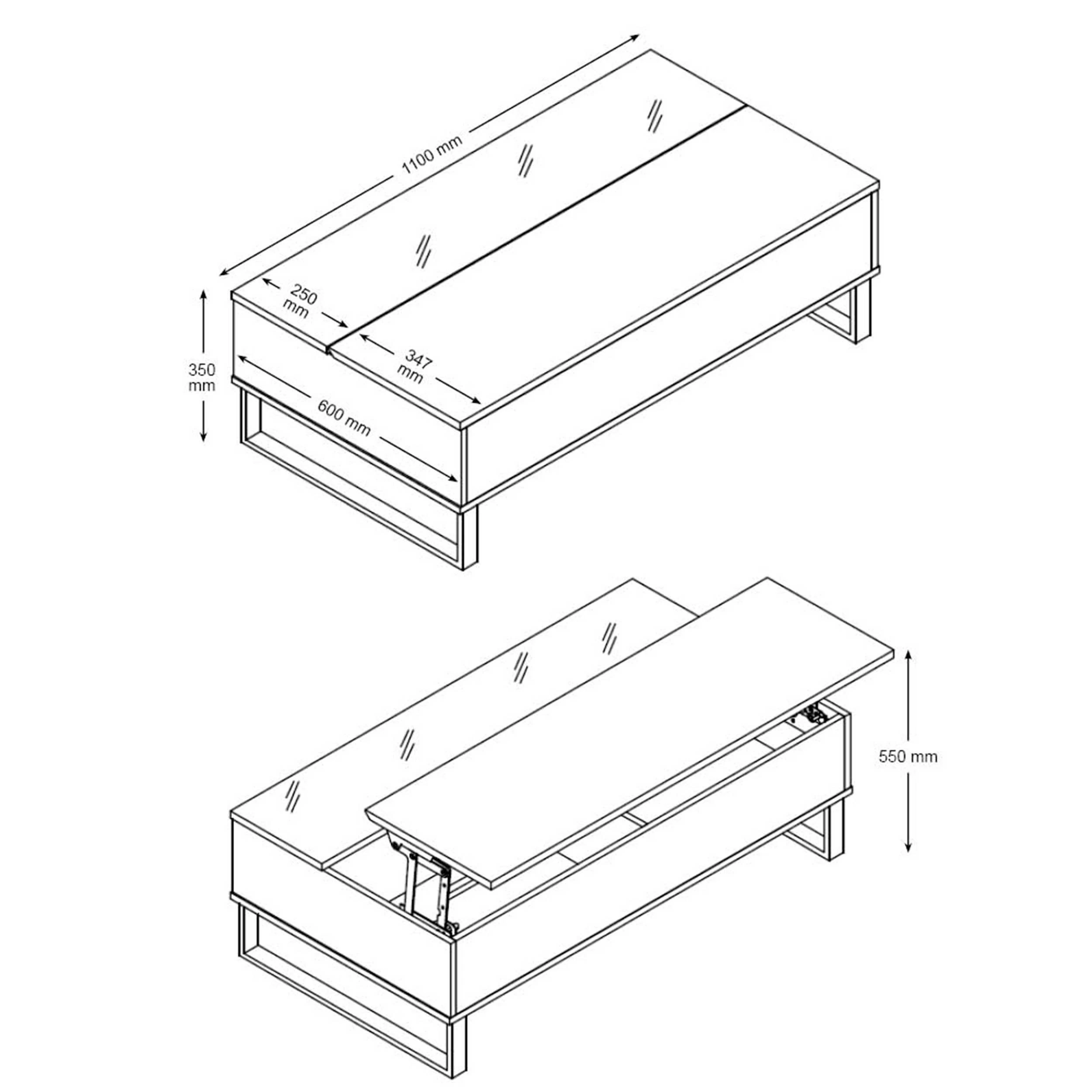 Salontafel Izzy 110cm - Eik/zwart 3 Salontafel Izzy 110cm - Eik/zwart - Afbeelding 3