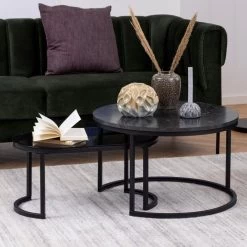 Set Van 2 Salontafels Spiro - Zwart/grijs