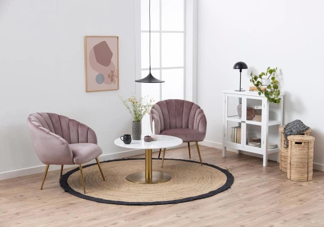 Ronde Salontafel Carlos ø80cm - Wit Marmer/messing 5 Ronde Salontafel Carlos ø80cm - Wit Marmer/messing - Afbeelding 5