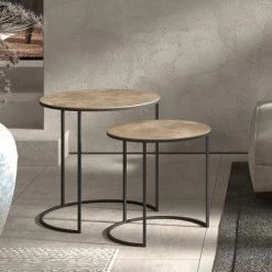 Set Van 2 Bijzettafels Lana - Goud/zwart