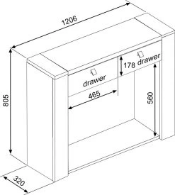 Sidetable Iris 120cm Met 2 Lades - Grijs Beton -Collectie Woonkamermeubels 1115 300 3b67