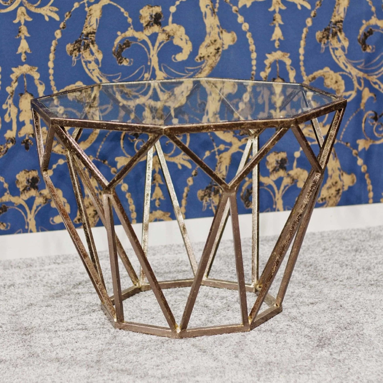 Achthoekig Bijzettafeltje Vardy 55x55cm - Brons 1 Achthoekig Bijzettafeltje Vardy 55x55cm - Brons