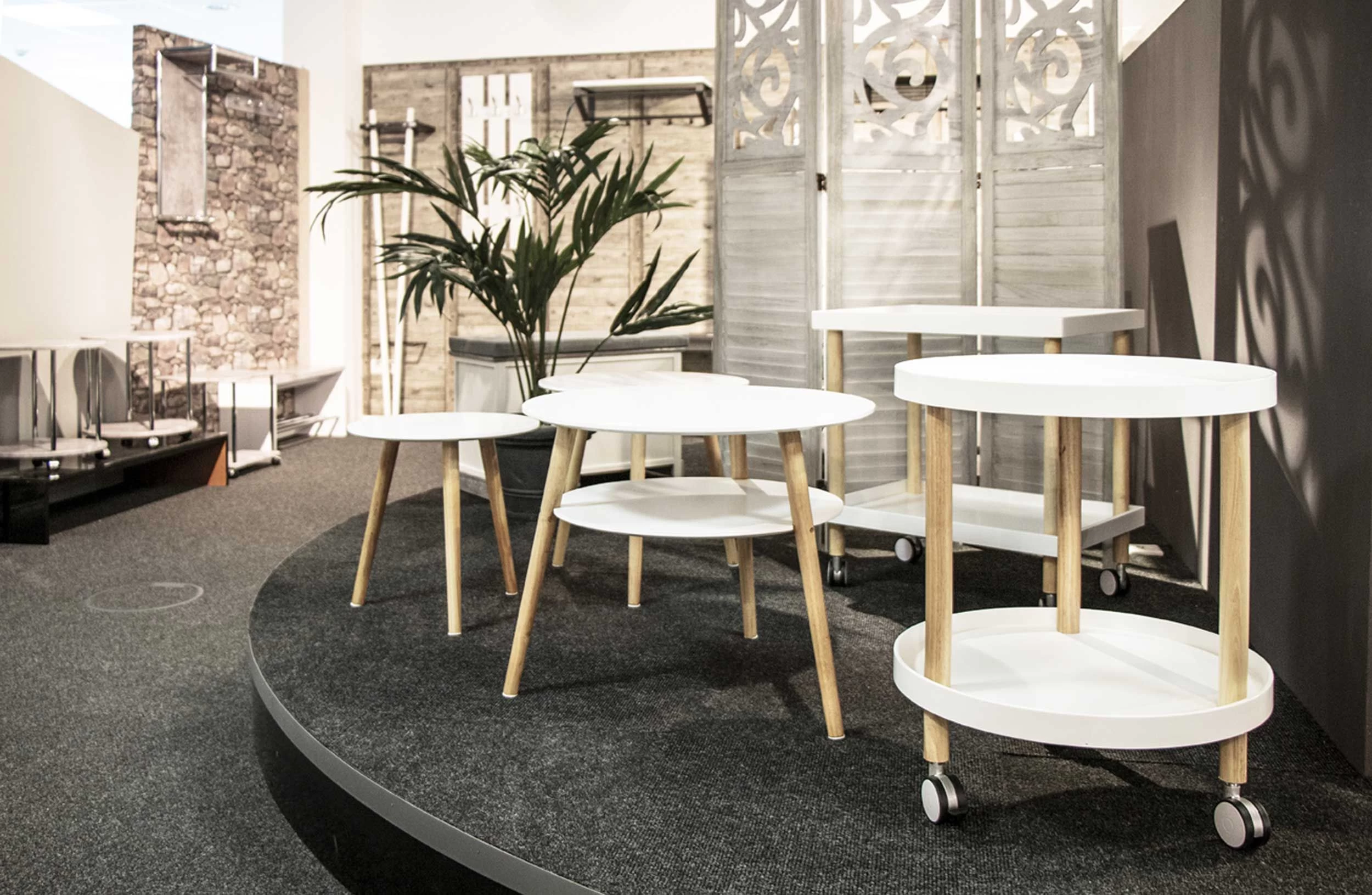 Bijzettafel Op Wielen Lorena - Wit/natuur 3 Bijzettafel Op Wielen Lorena - Wit/natuur - Afbeelding 3