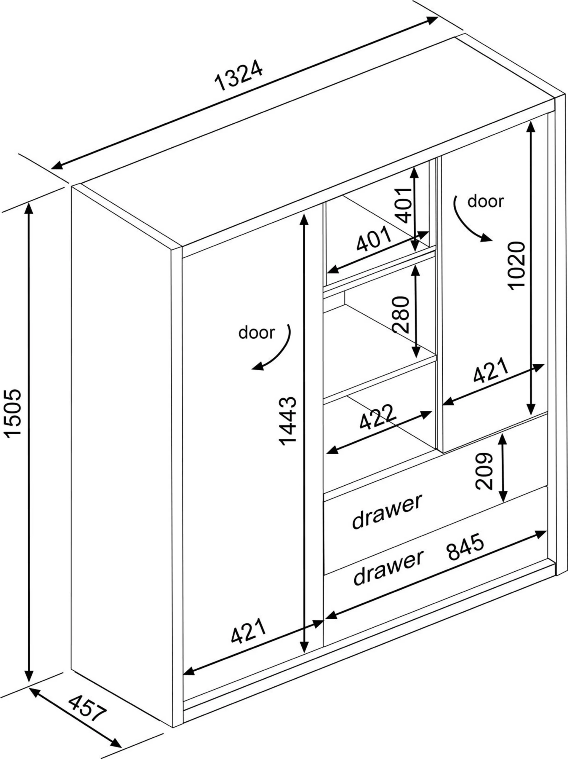 Buffetkast Frame - Lichte Eik 2 Buffetkast Frame - Lichte Eik - Afbeelding 2
