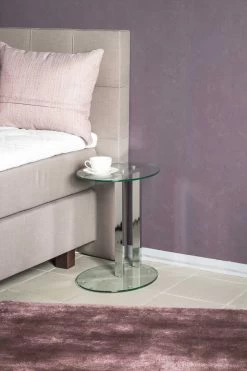 Bijzettafeltje Romelu Ovaal 45x35 - Chroom/glas -Collectie Woonkamermeubels 14794 Milieu 6f3d