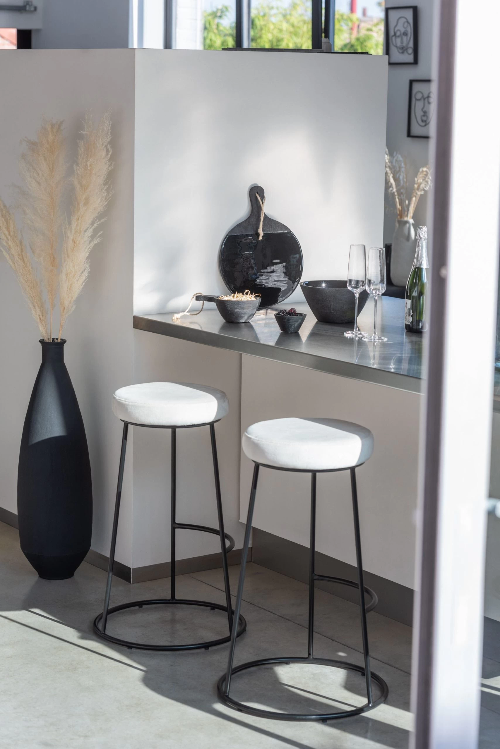 Frame Barstoel Metaal Zwart 2 Frame Barstoel Metaal Zwart - Afbeelding 2