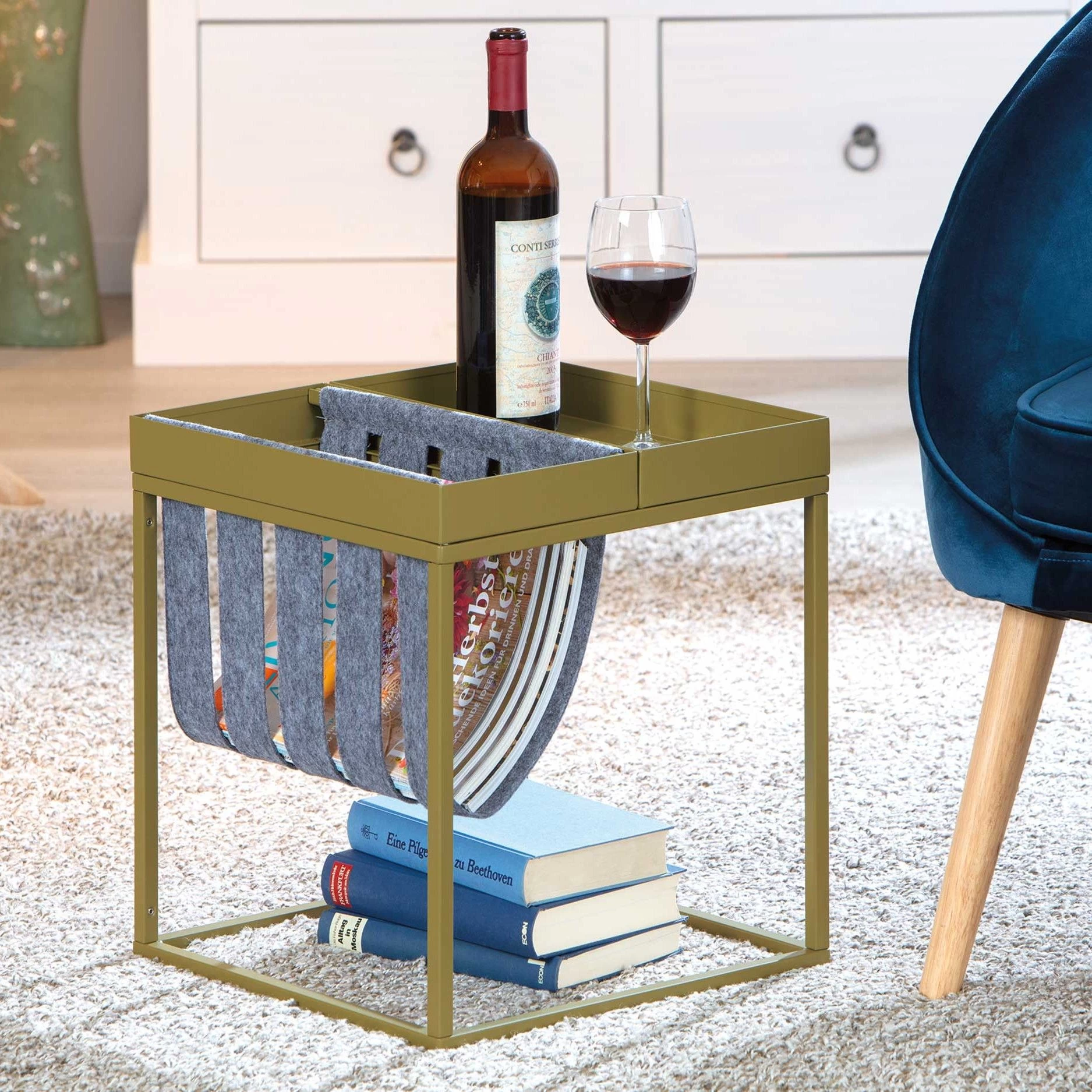 Bijzettafeltje Nubis 35x35 - Olijf/grijs 1 Bijzettafeltje Nubis 35x35 - Olijf/grijs