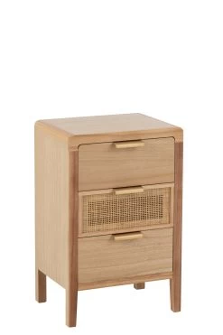 Kast 3 Lades Hout/rattan Naturel