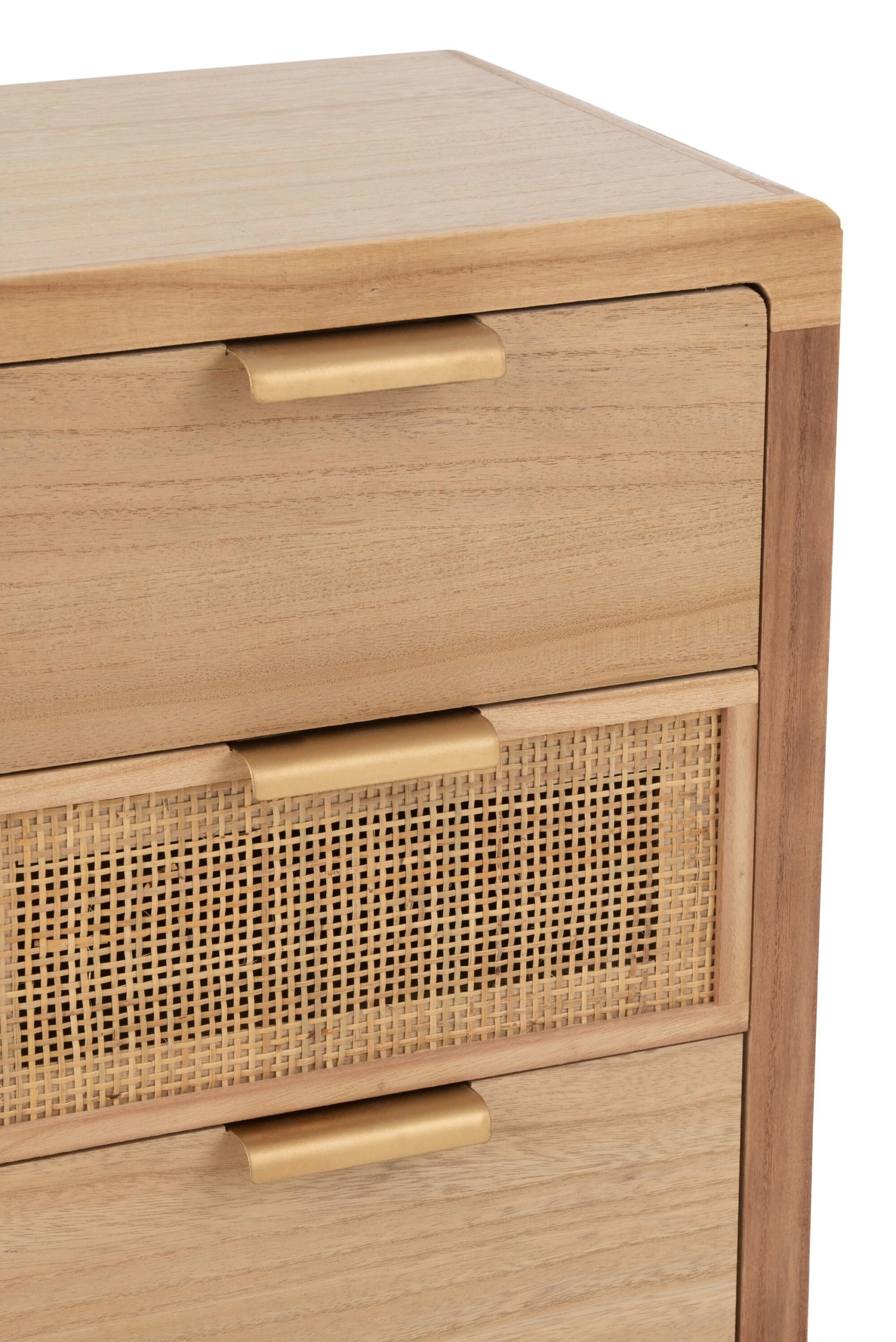 Kast 3 Lades Hout/rattan Naturel 4 Kast 3 Lades Hout/rattan Naturel - Afbeelding 4