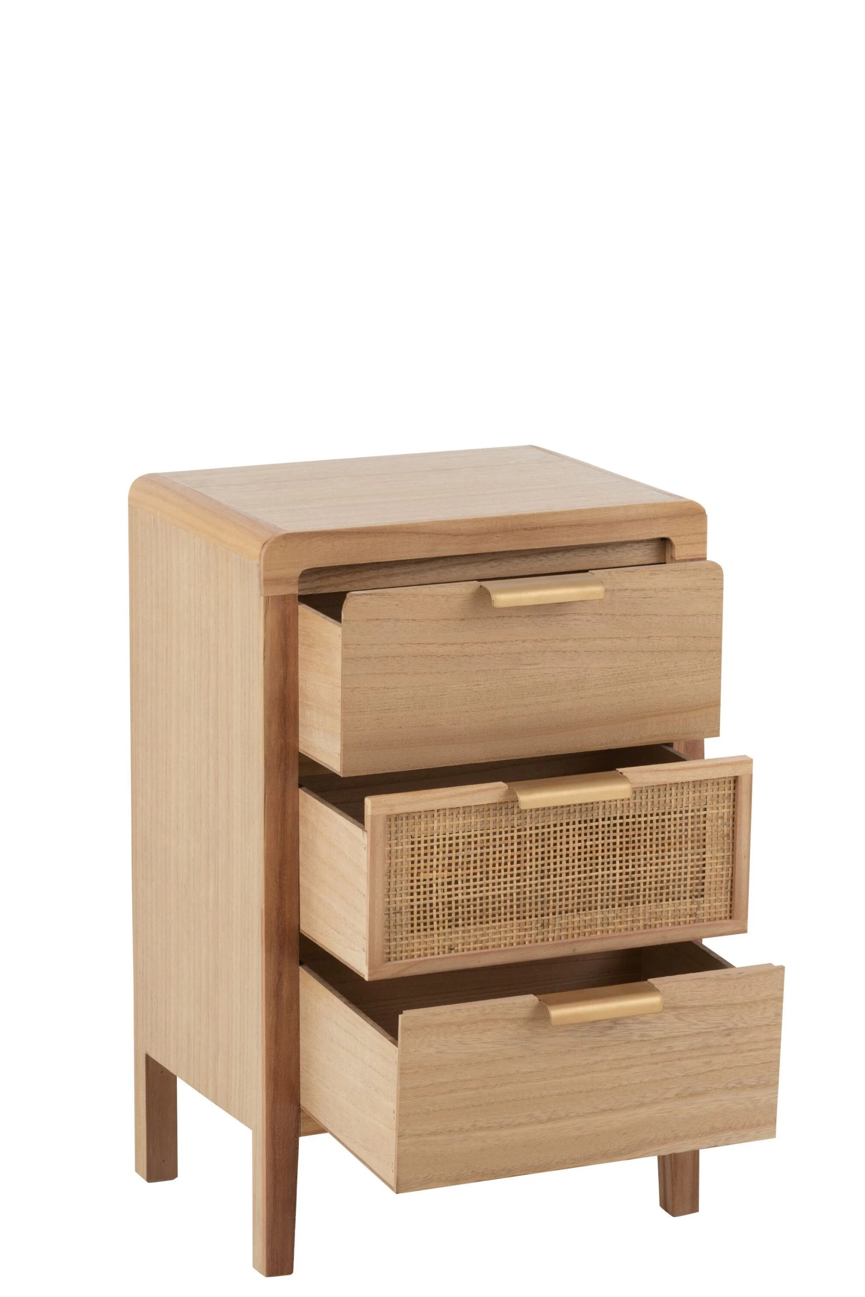 Kast 3 Lades Hout/rattan Naturel 2 Kast 3 Lades Hout/rattan Naturel - Afbeelding 2