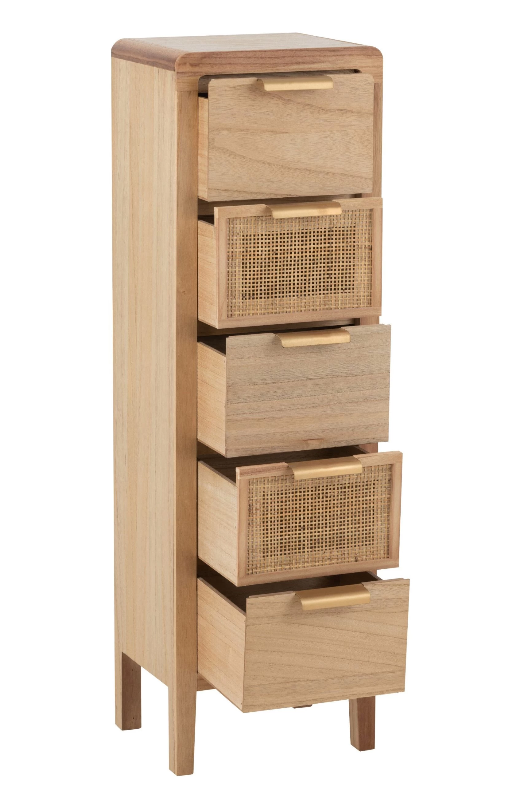 Kast Hoog 5 Lades Hout/rattan Naturel 2 Kast Hoog 5 Lades Hout/rattan Naturel - Afbeelding 2