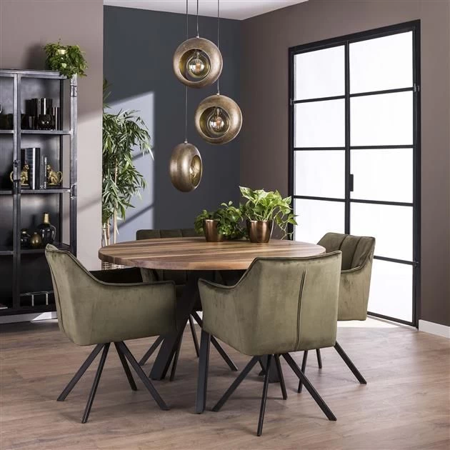 Eettafel Dotana ø120cm - Notenhout/metaal 1 Eettafel Dotana ø120cm - Notenhout/metaal