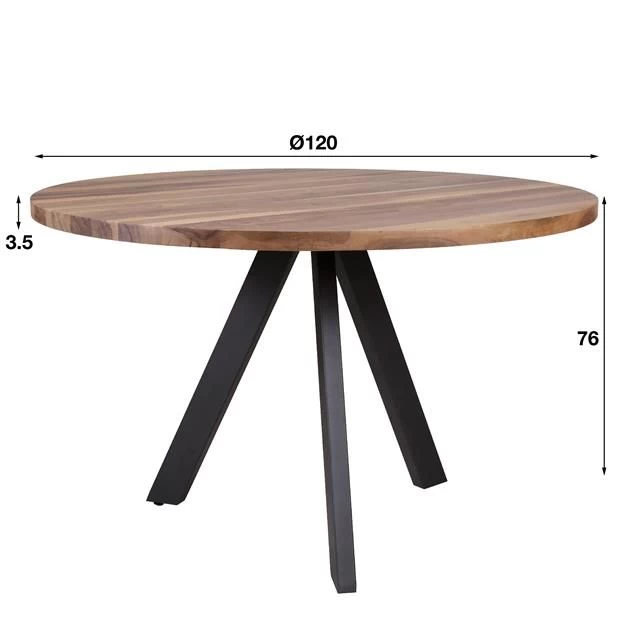 Eettafel Dotana ø120cm - Notenhout/metaal 2 Eettafel Dotana ø120cm - Notenhout/metaal - Afbeelding 2