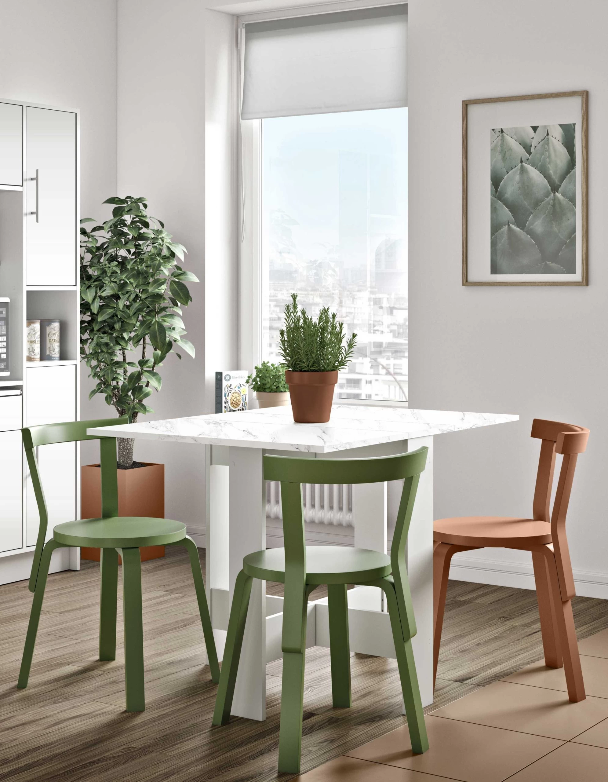 Opklapbare Eettafel Papillon 103 Cm - Wit/marmer 11 Opklapbare Eettafel Papillon 103 Cm - Wit/marmer - Afbeelding 11