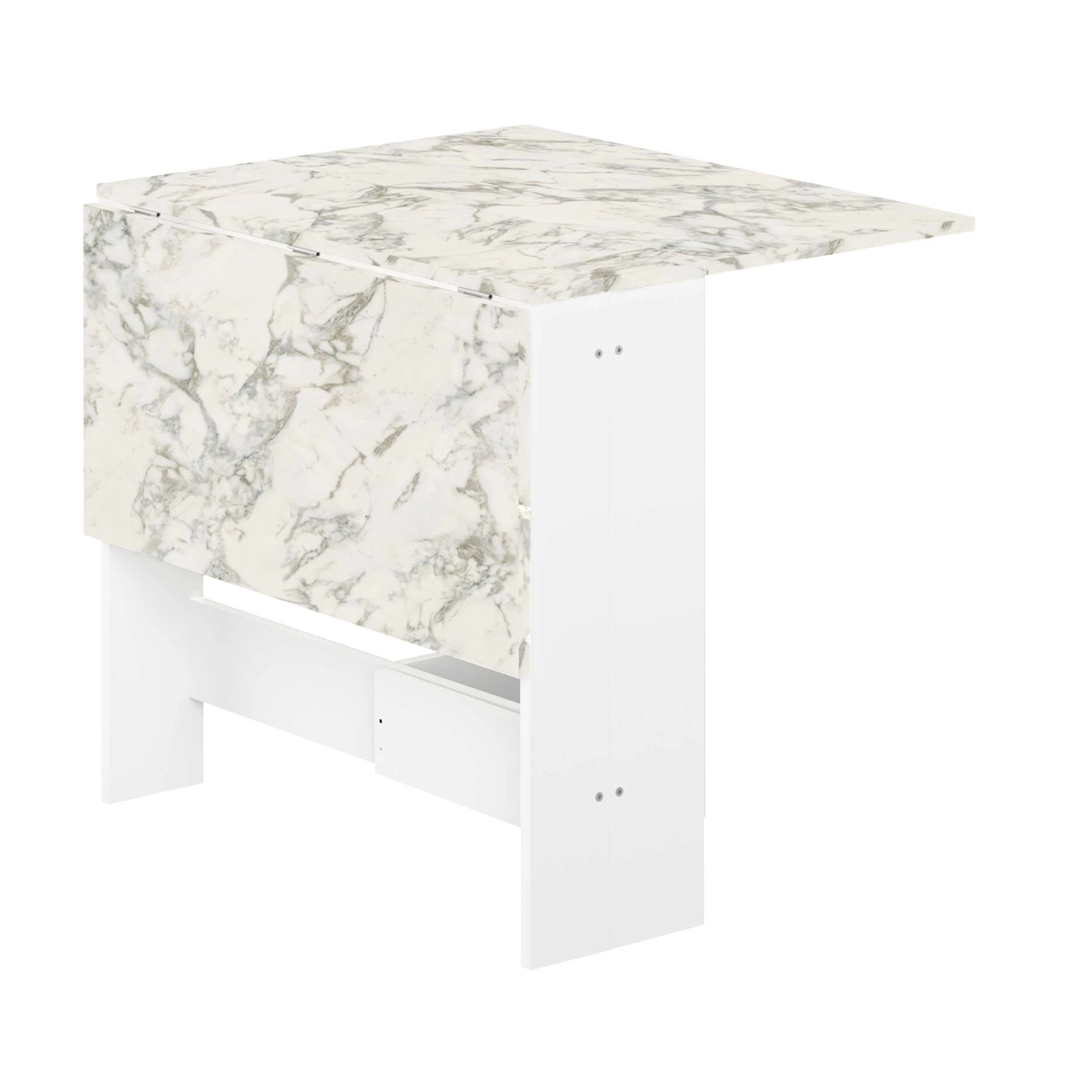 Opklapbare Eettafel Papillon 103 Cm - Wit/marmer 8 Opklapbare Eettafel Papillon 103 Cm - Wit/marmer - Afbeelding 8