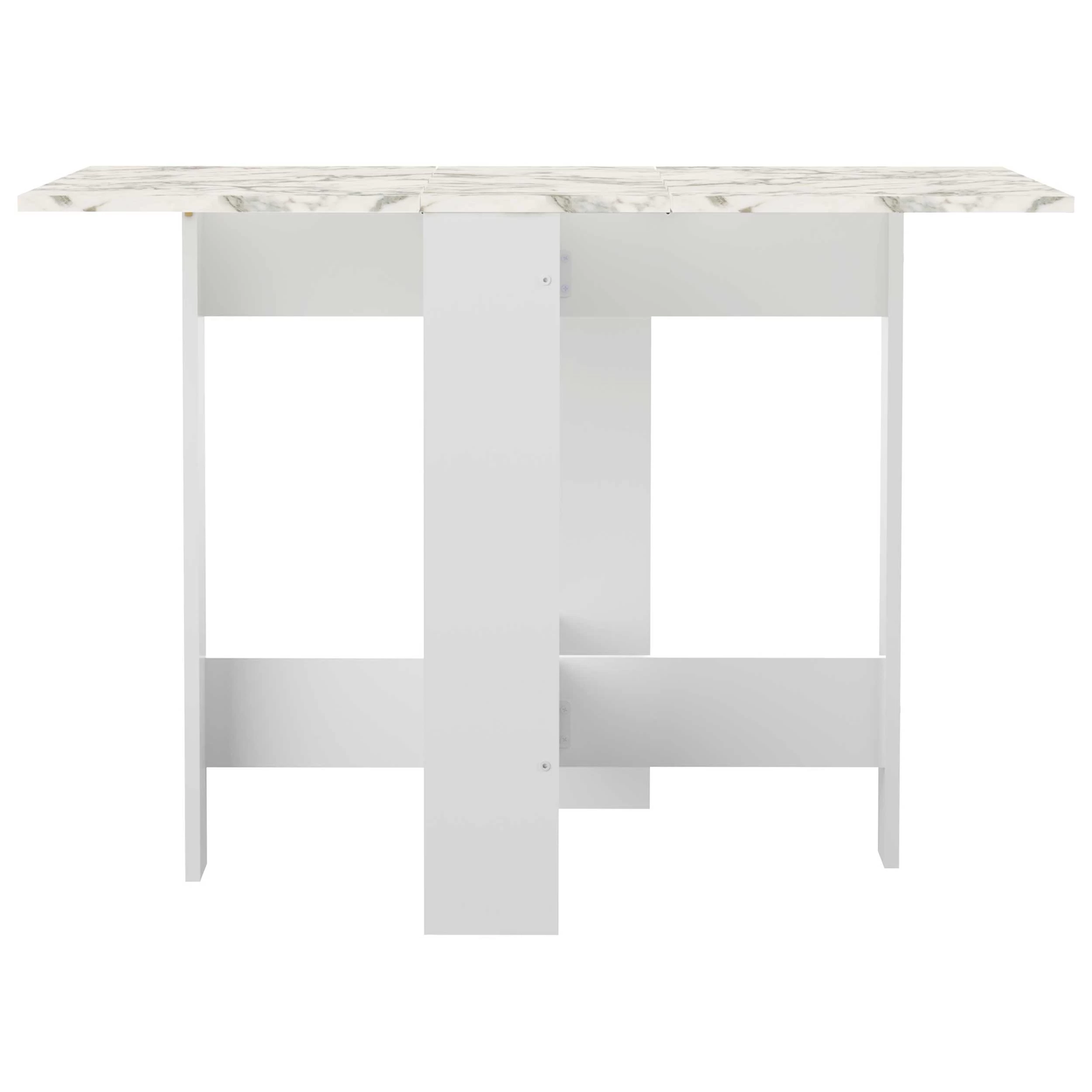 Opklapbare Eettafel Papillon 103 Cm - Wit/marmer 6 Opklapbare Eettafel Papillon 103 Cm - Wit/marmer - Afbeelding 6