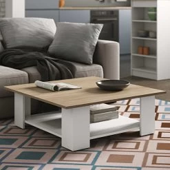 Salontafel Square 67x67 - Wit/eik