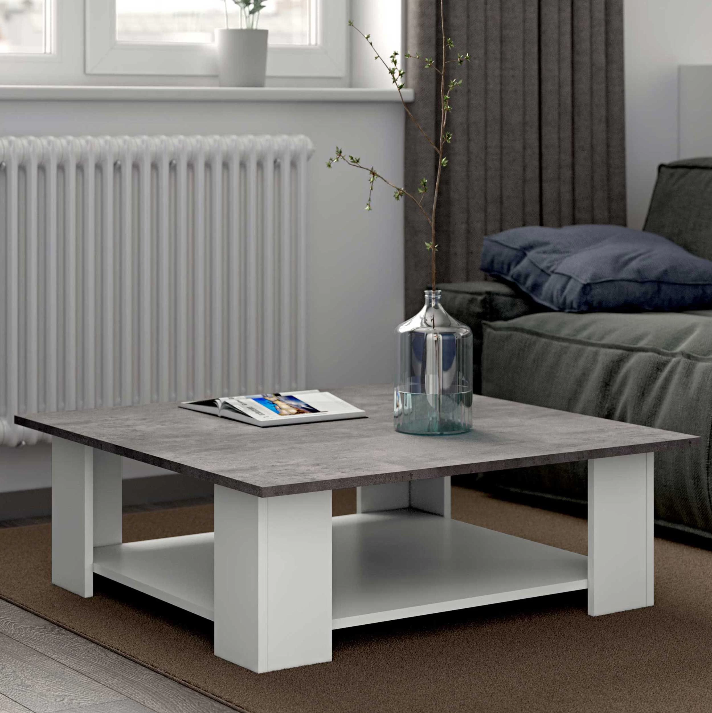 Salontafel Square 67x67 - Wit/beton 1 Salontafel Square 67x67 - Wit/beton