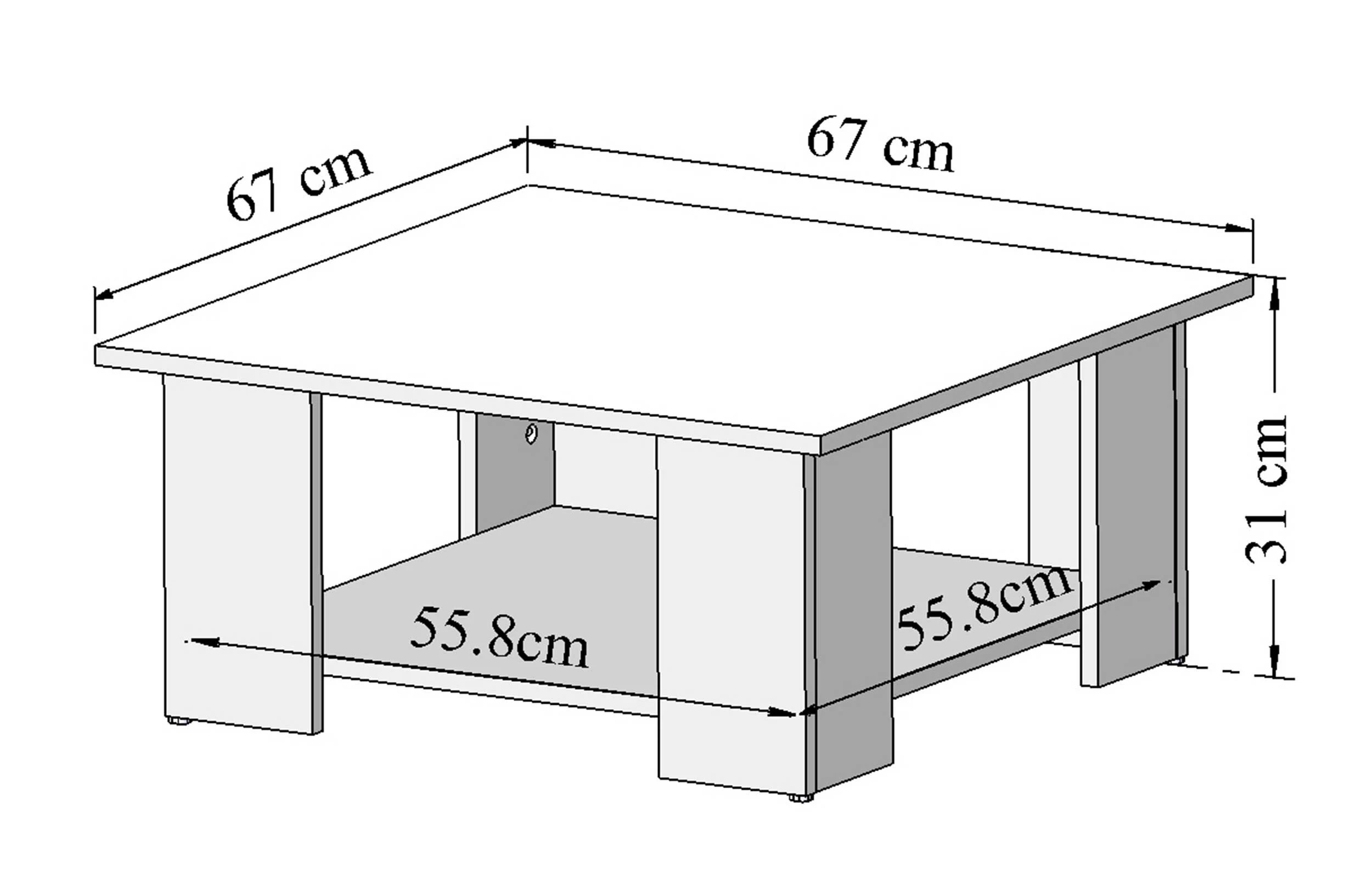 Salontafel Square 67x67 - Wit/beton 2 Salontafel Square 67x67 - Wit/beton - Afbeelding 2