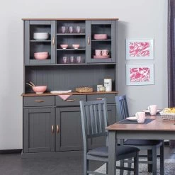 Buffetkast Cerci 131cm Met 5 Deuren & 3 Lades - Grijs