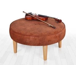 Fluffe Poef | 50 Otton/50% Fluweel | Oranje | 35cm Orthopedische Spons