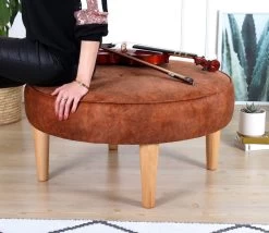 Fluffe Poef | 50 Otton/50% Fluweel | Oranje | 35cm Orthopedische Spons -Collectie Woonkamermeubels 209FLF1220 20 203 4e49