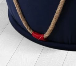 Fluffe Poef | 50% Katoen/50% Fluweel | 6 Cm Spons | Blauw Wit -Collectie Woonkamermeubels 209FLF1286 20 205 4c46