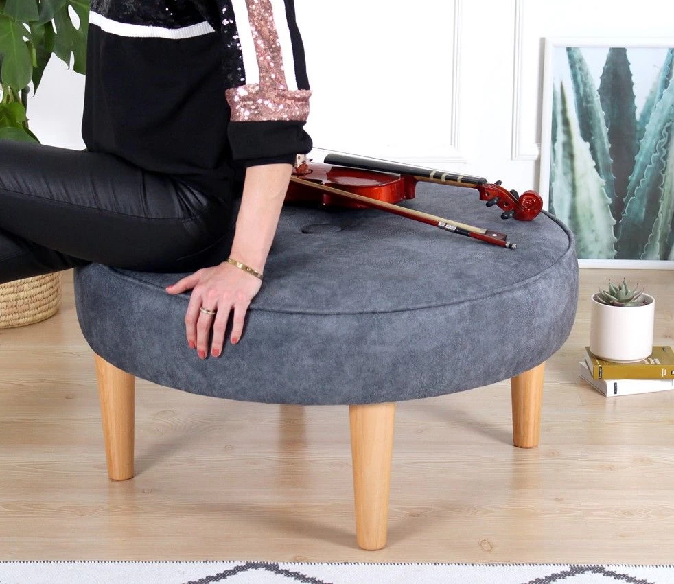 Fluffe Poef | 50 Otton/50% Fluweel | Grijs 3 Fluffe Poef | 50 Otton/50% Fluweel | Grijs - Afbeelding 3