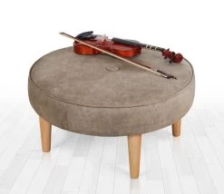 Fluffe Poef | 50% Katoen/50% Fluweel | 15cm Spons | Houten Poten