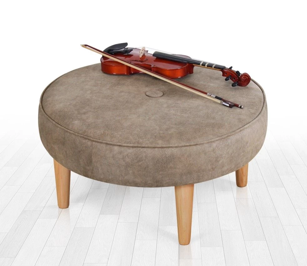 Fluffe Poef | 50% Katoen/50% Fluweel | 15cm Spons | Houten Poten 1 Fluffe Poef | 50% Katoen/50% Fluweel | 15cm Spons | Houten Poten