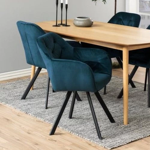 Draaibare Eetkamerstoel Levon - Donkerblauw 1 Draaibare Eetkamerstoel Levon - Donkerblauw