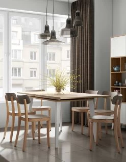 Uitschuifbare Tafel Kim 90x134/174 - Eik 20 Uitschuifbare Tafel Kim 90x134/174 - Eik -Collectie Woonkamermeubels 2290A0300X00 Dining table natural oak and white 1 1e40