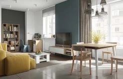 Uitschuifbare Tafel Kim 90x134/174 - Eik 24 Uitschuifbare Tafel Kim 90x134/174 - Eik -Collectie Woonkamermeubels 2290A0300X00 Dining table natural oak and white 9 0a90