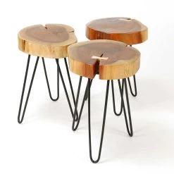 Bijzettafeltje Samantha - Acacia En Zwart Stalen Poten -Collectie Woonkamermeubels 2320 15 2 9302