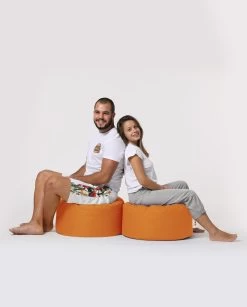 Atelier Del Sofa Poef - Gerecycled Piepschuim Met Hoge Dichtheid | Waterdicht Polyester | Oranje