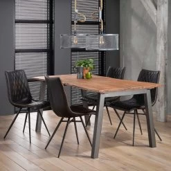 Eettafel Edge 180x76cm - Acaciahout/grijs