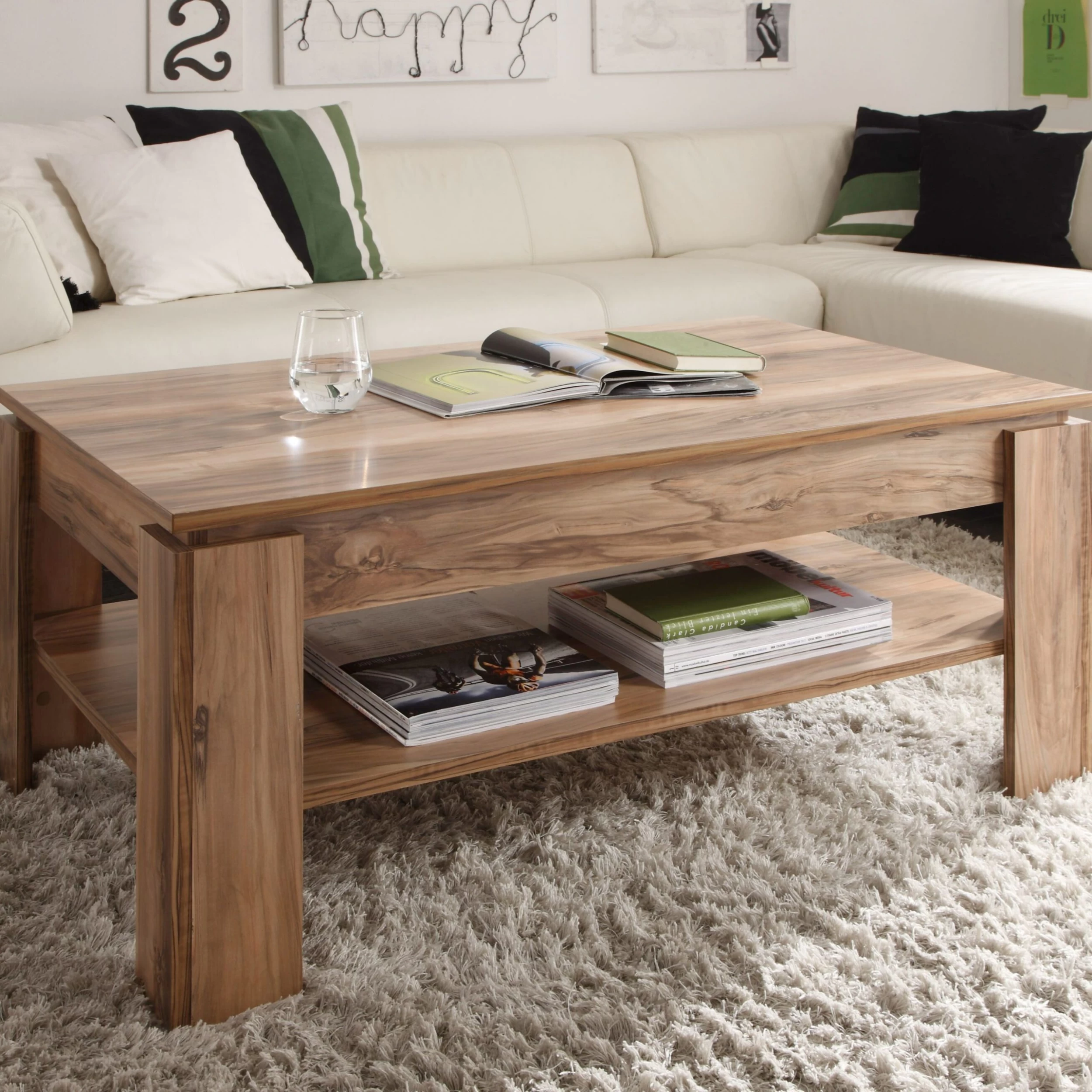 Salontafel Universal | Met Legplank | 110 X 65 X 47 Cm | Walnoothouten Kleur 1 Salontafel Universal | Met Legplank | 110 X 65 X 47 Cm | Walnoothouten Kleur