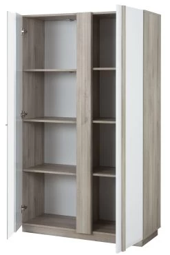 Vitrinekast Gaston 2 Deuren - Lichte Kronberg Eik/wit -Collectie Woonkamermeubels 2 ASTON CJ0M MJ0M 16 1J0M250 04 67ab