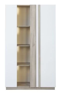 Vitrinekast Gaston 2 Deuren - Lichte Kronberg Eik/wit -Collectie Woonkamermeubels 2 ASTON CJ0M MJ0M 16 1J0M250 05 2272