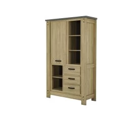 Opbergkast Louane 124cm, 1 Deur & 3 Lades - Eik/beton -Collectie Woonkamermeubels 2 BROCELIANDE CJ1R MJ1R 16 1J1R250 04 9ba2