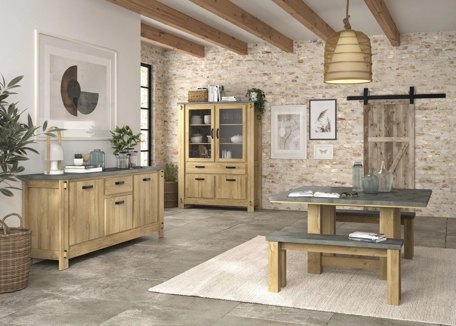 Eettafel Louane 140x140cm - Eik/beton 2 Eettafel Louane 140x140cm - Eik/beton - Afbeelding 2