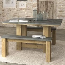 Eettafel Louane 140x140cm - Eik/beton