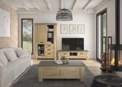 Opbergkast Louane 124cm, 1 Deur & 3 Lades - Eik/beton -Collectie Woonkamermeubels 2 BROCELIANDE CJ1R MJ1R 16 A 02 9ea8