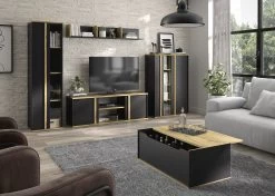 Wandplank Ralphio 160cm - Zwart/eik 5 Wandplank Ralphio 160cm - Zwart/eik -Collectie Woonkamermeubels 2 RAFAEL CJ1X MJ1X 16 A 03 f456