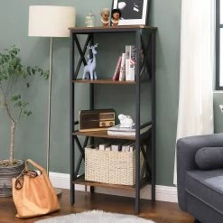 Rek Gerrit 3 Legplanken - Rustiek Bruin/zwart