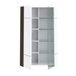 Vitrinekast Tarak 100cm 2 Deuren - Wit/zwart -Collectie Woonkamermeubels 3102000107943 D1 KARAT 3615 VITRINE 1PO 1PG N20 18SA4020 5864