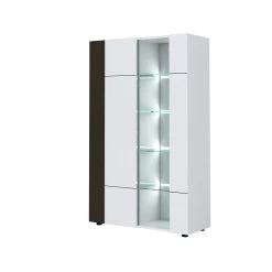 Vitrinekast Tarak 100cm 2 Deuren - Wit/zwart -Collectie Woonkamermeubels 3102000107943 P1 KARAT 3615 VITRINE 1PO 1PG N20 18SA4020 53a1