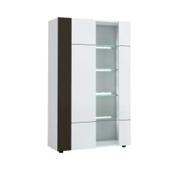 Vitrinekast Tarak 100cm 2 Deuren - Wit/zwart -Collectie Woonkamermeubels 3102000107943 Q1 KARAT 3615 VITRINE 1PO 1PG N20 18SA4020 d577