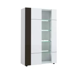 Vitrinekast Tarak 100cm 2 Deuren - Wit/zwart -Collectie Woonkamermeubels 3102000107943 Q2 KARAT 3615 VITRINE 1PO 1PG N20 18SA4020 9160