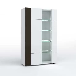 Vitrinekast Tarak 100cm 2 Deuren - Wit/zwart -Collectie Woonkamermeubels 3102000107943 Q3 KARAT 3615 VITRINE 1PO 1PG N20 18SA4020 8472